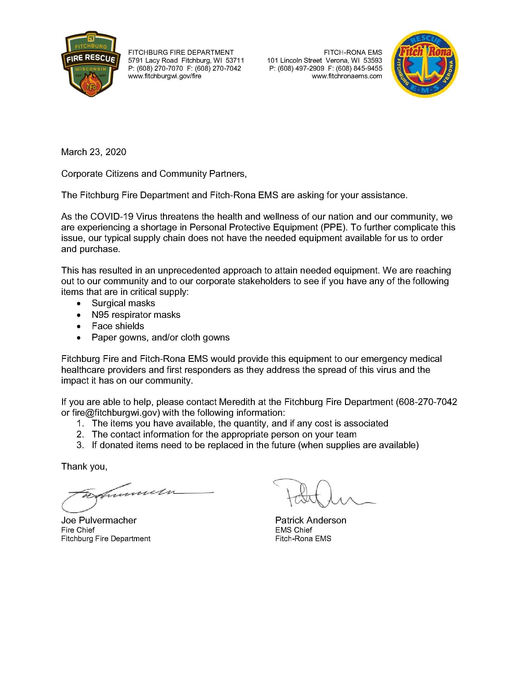 FFD_FR PPE Supply letter SIGNED